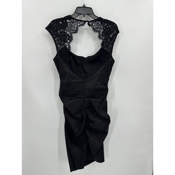 Xscape Open Back Black Bodycon Mini Dress Size 14 - Picture 2 of 4